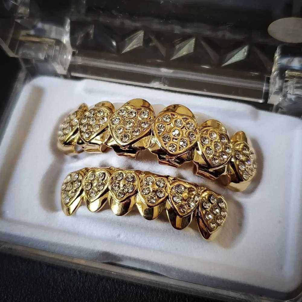 Iced Out Gold Heart Shaped Grillz